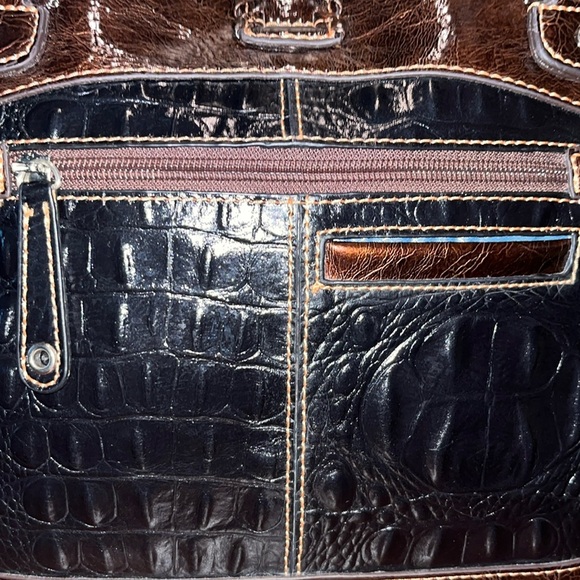 MC Marc Chantal  croc embossed /hi gloss patent leather shoulder bag Bk/Brn NWOT - Picture 14 of 17